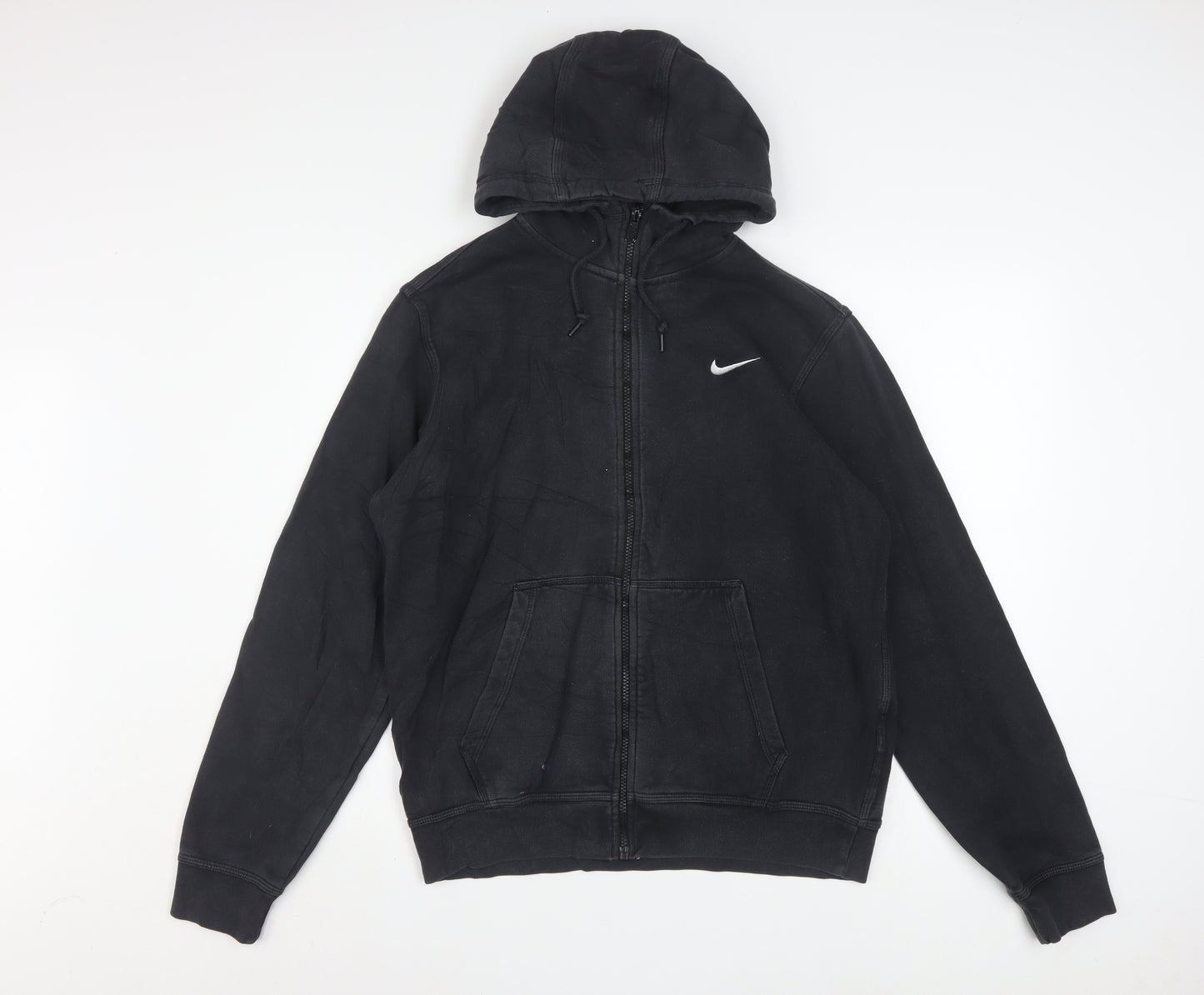 Nike Men's Black Full Zip Hoodie Medium Cotton Fleece