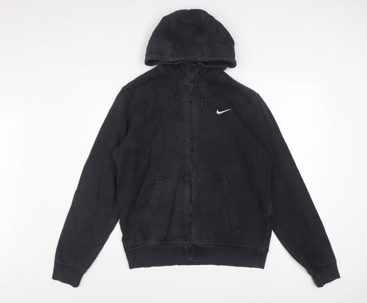 Nike Men's Black Full Zip Hoodie Medium Cotton Fleece