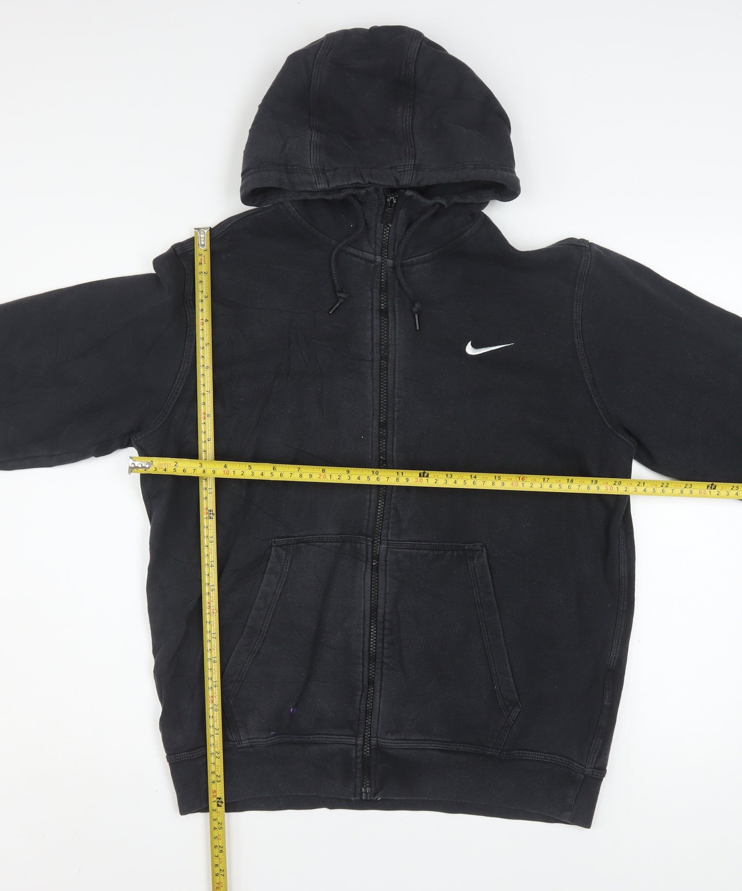 Nike Men's Black Full Zip Hoodie Medium Cotton Fleece