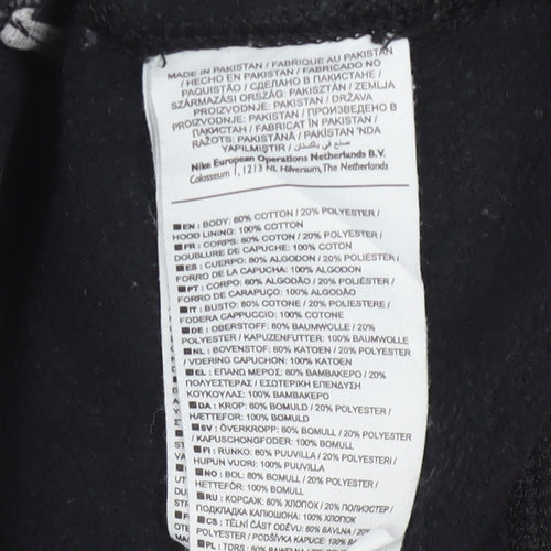 Nike Men's Black Full Zip Hoodie Medium Cotton Fleece