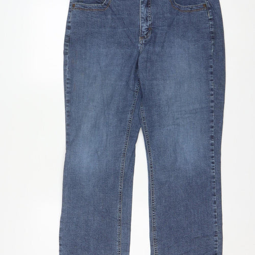 Lee Women Blue Size 14 Petite Straight Comfort Denim Jeans