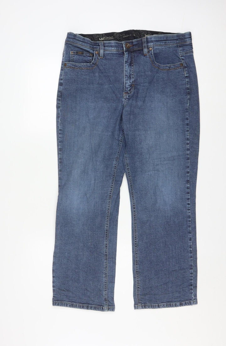 Lee Women Blue Size 14 Petite Straight Comfort Denim Jeans