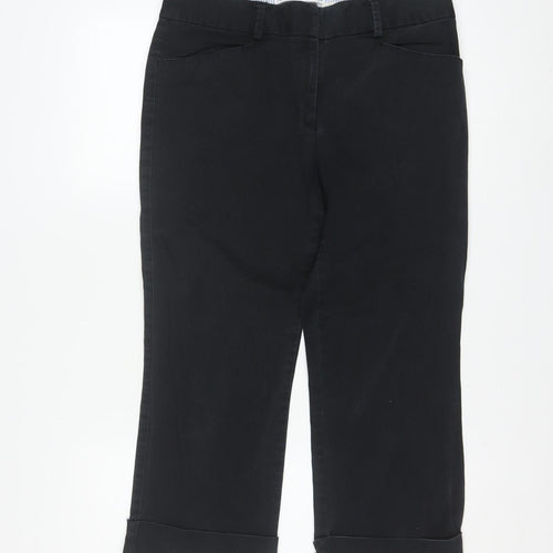 Tommy Hilfiger Women's Black Cropped Stretch Cotton Trousers Size 12