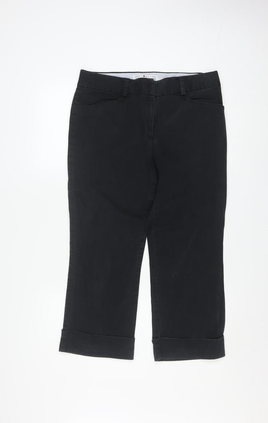 Tommy Hilfiger Women's Black Cropped Stretch Cotton Trousers Size 12