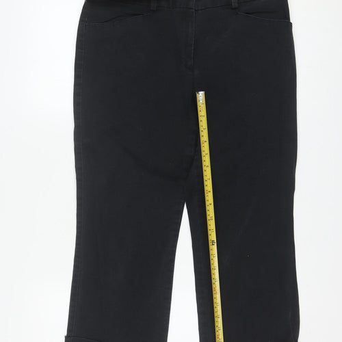 Tommy Hilfiger Women's Black Cropped Stretch Cotton Trousers Size 12
