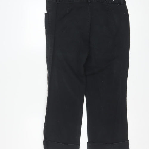 Tommy Hilfiger Women's Black Cropped Stretch Cotton Trousers Size 12