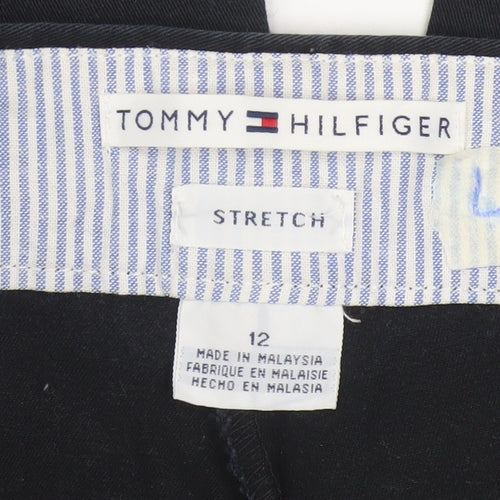 Tommy Hilfiger Women's Black Cropped Stretch Cotton Trousers Size 12