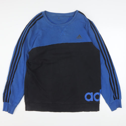 Adidas Men's Blue & Black Logo Sweatshirt Size L Pullover