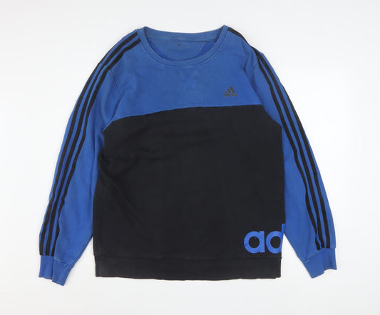 Adidas Men's Blue & Black Logo Sweatshirt Size L Pullover