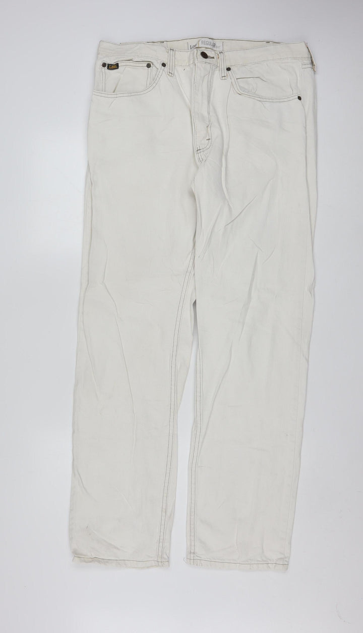 Lee Men's Ivory Regular Fit Straight Leg Jeans 36W 34L
