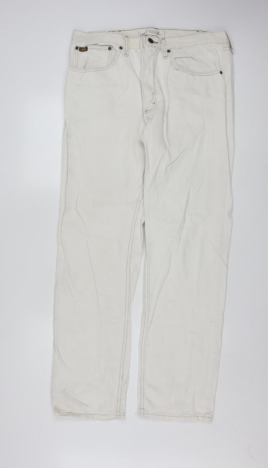 Lee Men's Ivory Regular Fit Straight Leg Jeans 36W 34L
