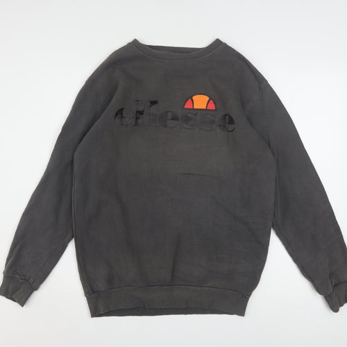 Ellesse Mens Black XS Pullover Sweatshirt Crew Neck Logo Fleece