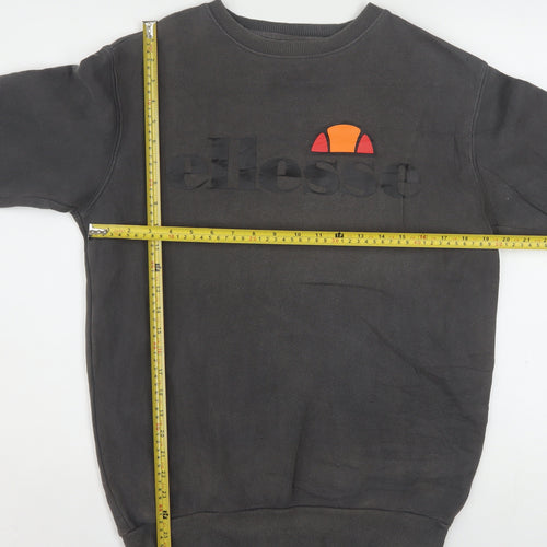 Ellesse Mens Black XS Pullover Sweatshirt Crew Neck Logo Fleece