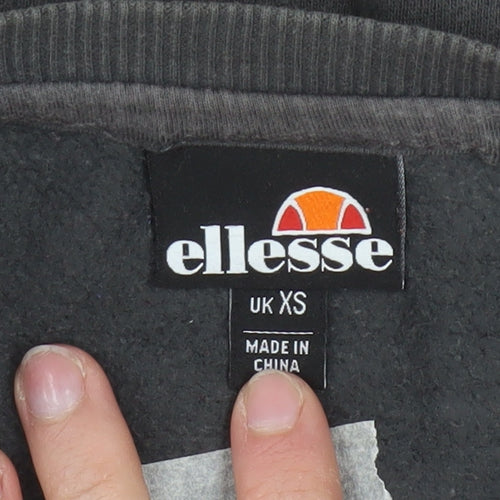 Ellesse Mens Black XS Pullover Sweatshirt Crew Neck Logo Fleece