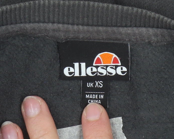 Ellesse Mens Black XS Pullover Sweatshirt Crew Neck Logo Fleece