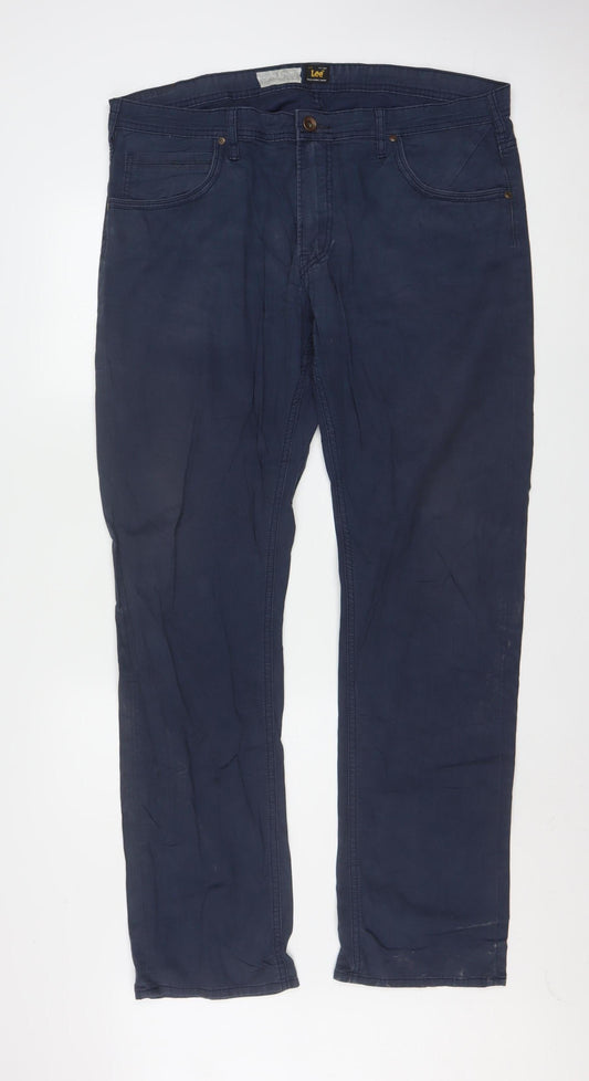 Lee Men's Blue Daren Zip Fly Regular Chino Trousers W38 L34