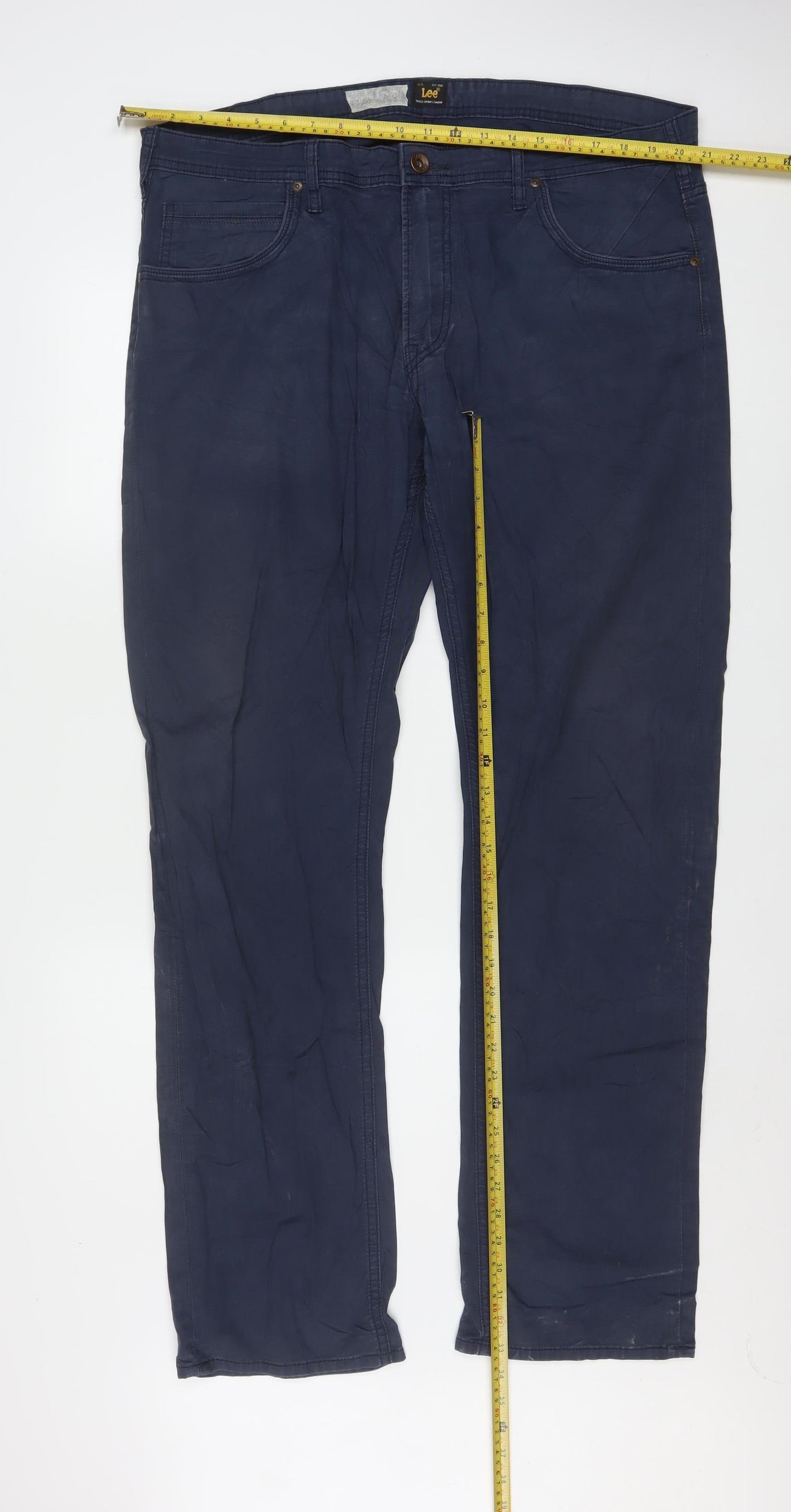 Lee Men's Blue Daren Zip Fly Regular Chino Trousers W38 L34