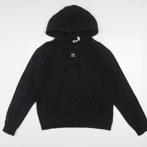Adidas Womens Black Hoodie Size 12 Pullover Cotton Blend Casual