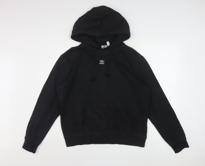 Adidas Womens Black Hoodie Size 12 Pullover Cotton Blend Casual