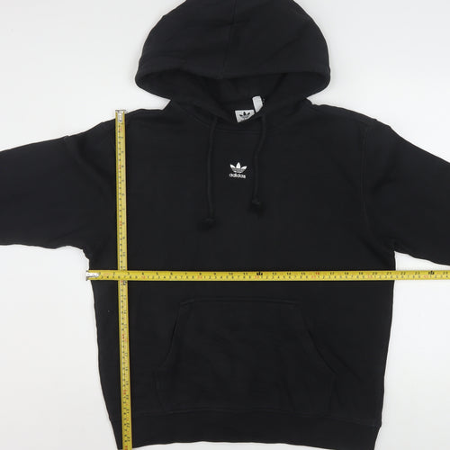 Adidas Womens Black Hoodie Size 12 Pullover Cotton Blend Casual