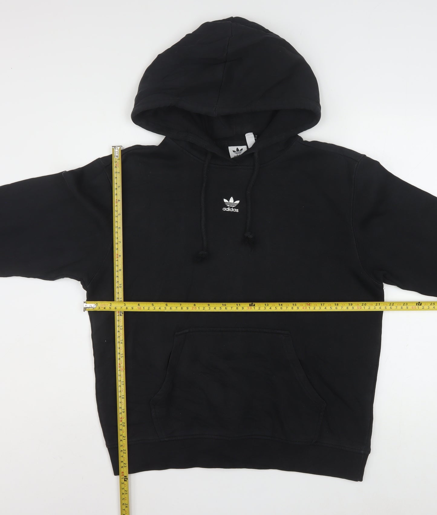 Adidas Womens Black Hoodie Size 12 Pullover Cotton Blend Casual