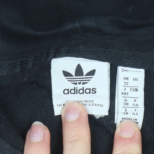 Adidas Womens Black Hoodie Size 12 Pullover Cotton Blend Casual