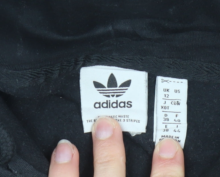 Adidas Womens Black Hoodie Size 12 Pullover Cotton Blend Casual