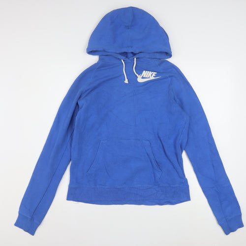 Nike Women's Blue Pullover Hoodie Medium Just Do It Logo Cotton Blend
