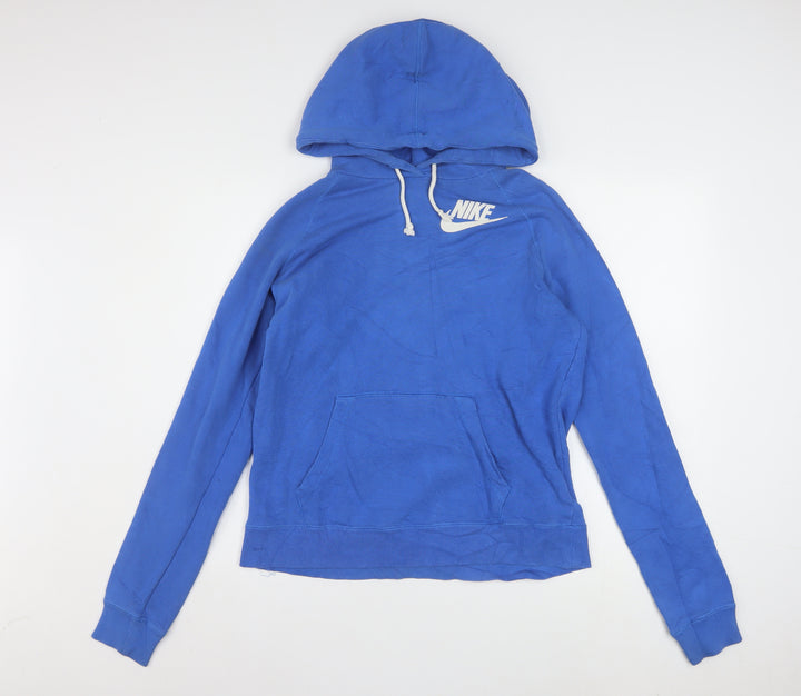 Nike Women's Blue Pullover Hoodie Medium Just Do It Logo Cotton Blend