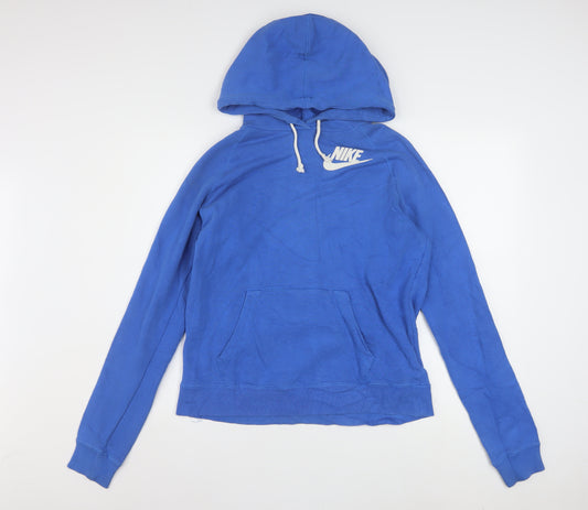 Nike Women's Blue Pullover Hoodie Medium Just Do It Logo Cotton Blend