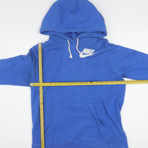 Nike Women's Blue Pullover Hoodie Medium Just Do It Logo Cotton Blend