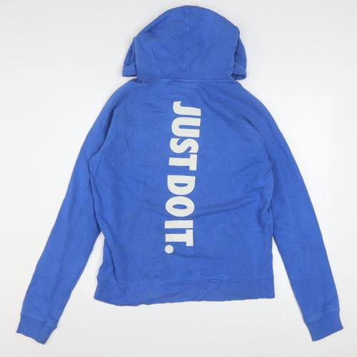 Nike Women's Blue Pullover Hoodie Medium Just Do It Logo Cotton Blend