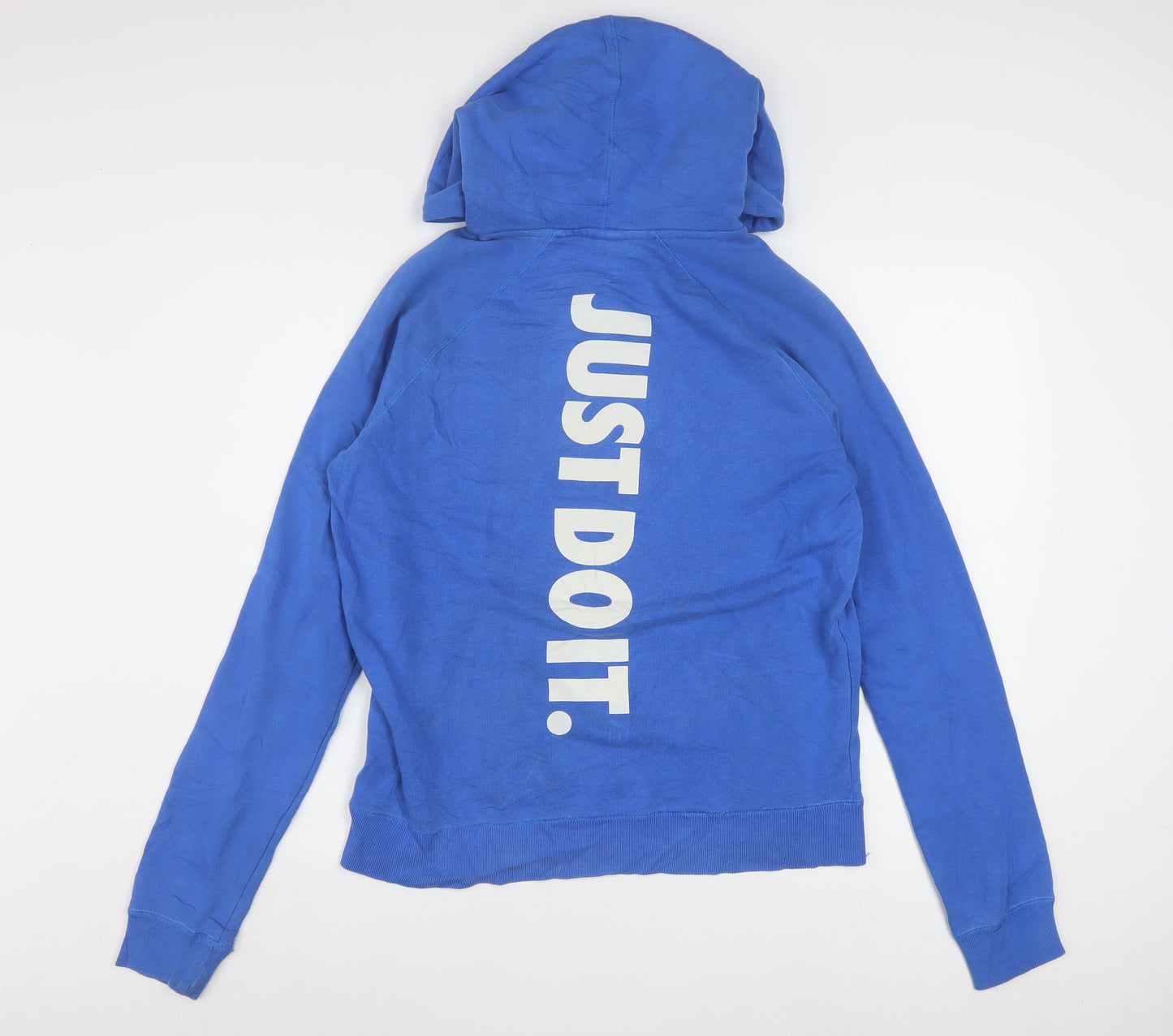 Nike Women's Blue Pullover Hoodie Medium Just Do It Logo Cotton Blend