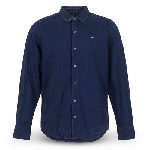 Hilfiger Denim Men's Navy Long Sleeve Button-Up Shirt L Cotton