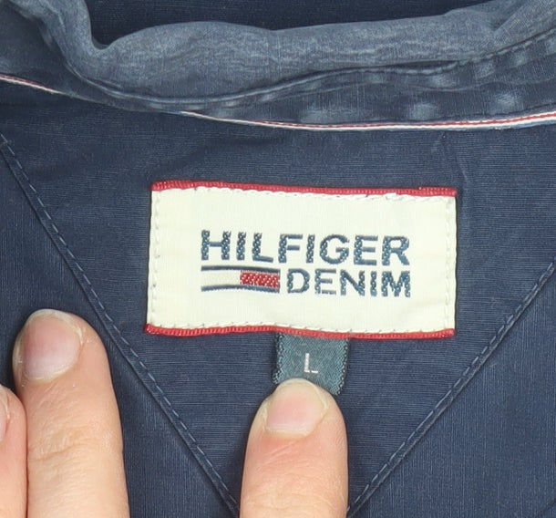 Hilfiger Denim Men's Navy Long Sleeve Button-Up Shirt L Cotton
