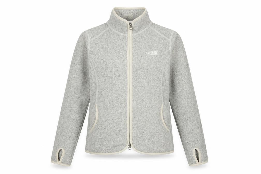 Front view of The North Face Women's Grey Fleece Full Zip Jacket, size M