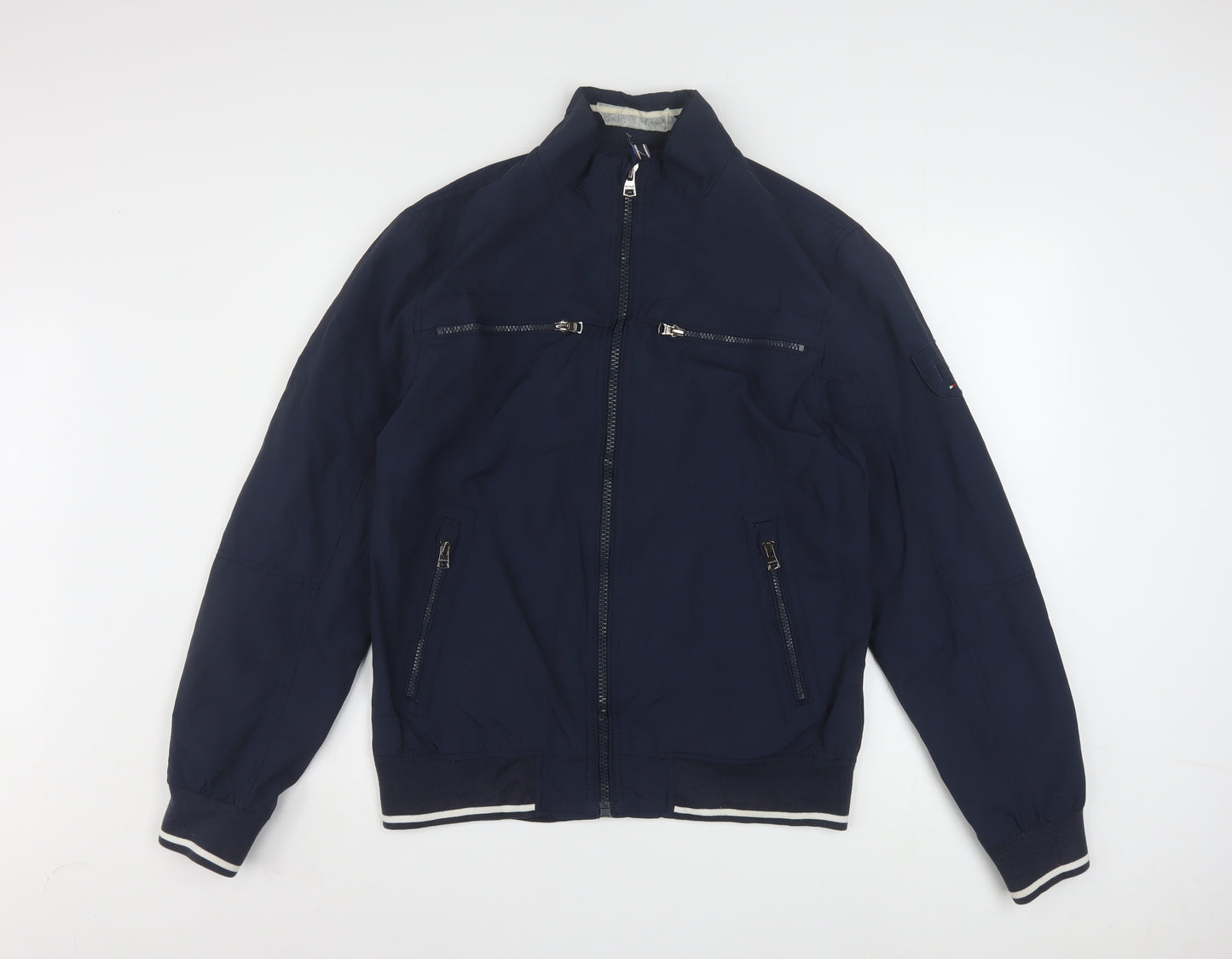 Tommy Hilfiger Men's Blue Bomber Jacket Size M Full Zip Nylon