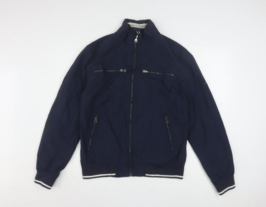 Tommy Hilfiger Men's Blue Bomber Jacket Size M Full Zip Nylon