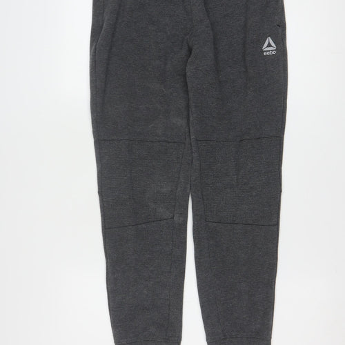 Reebok Men Grey Joggers S Regular Fit Activewear Tapered Sweatpants