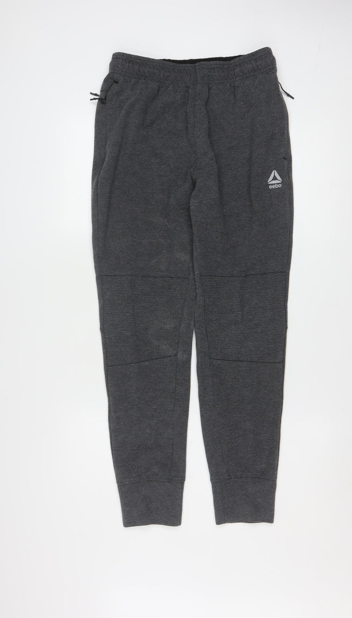 Reebok Men Grey Joggers S Regular Fit Activewear Tapered Sweatpants
