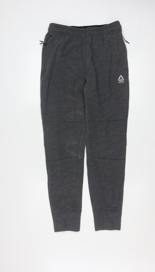 Reebok Men Grey Joggers S Regular Fit Activewear Tapered Sweatpants