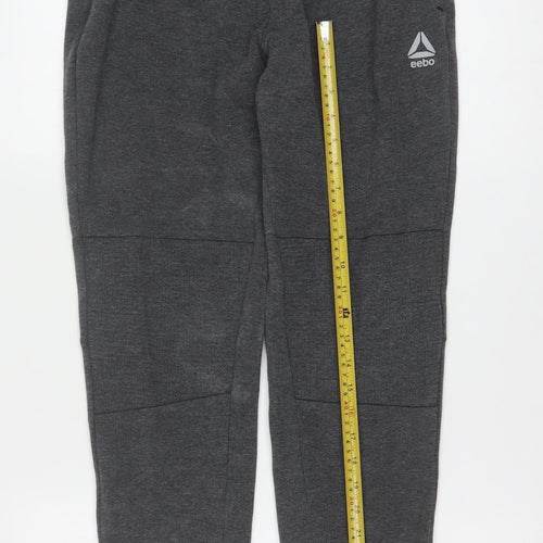 Reebok Men Grey Joggers S Regular Fit Activewear Tapered Sweatpants