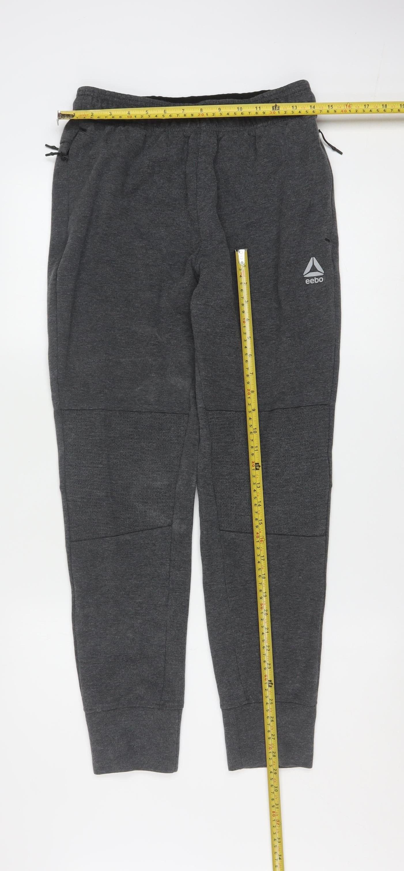 Reebok Men Grey Joggers S Regular Fit Activewear Tapered Sweatpants