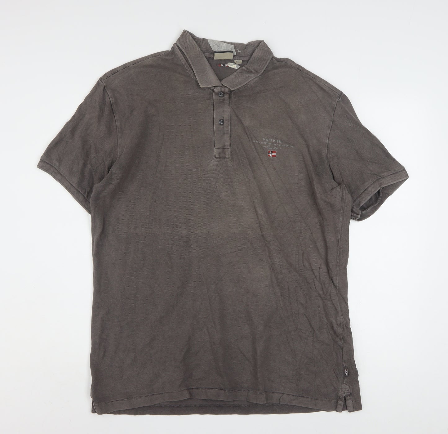 Napapijri Men's Brown Cotton Polo Shirt XL Short Sleeve Casual Top