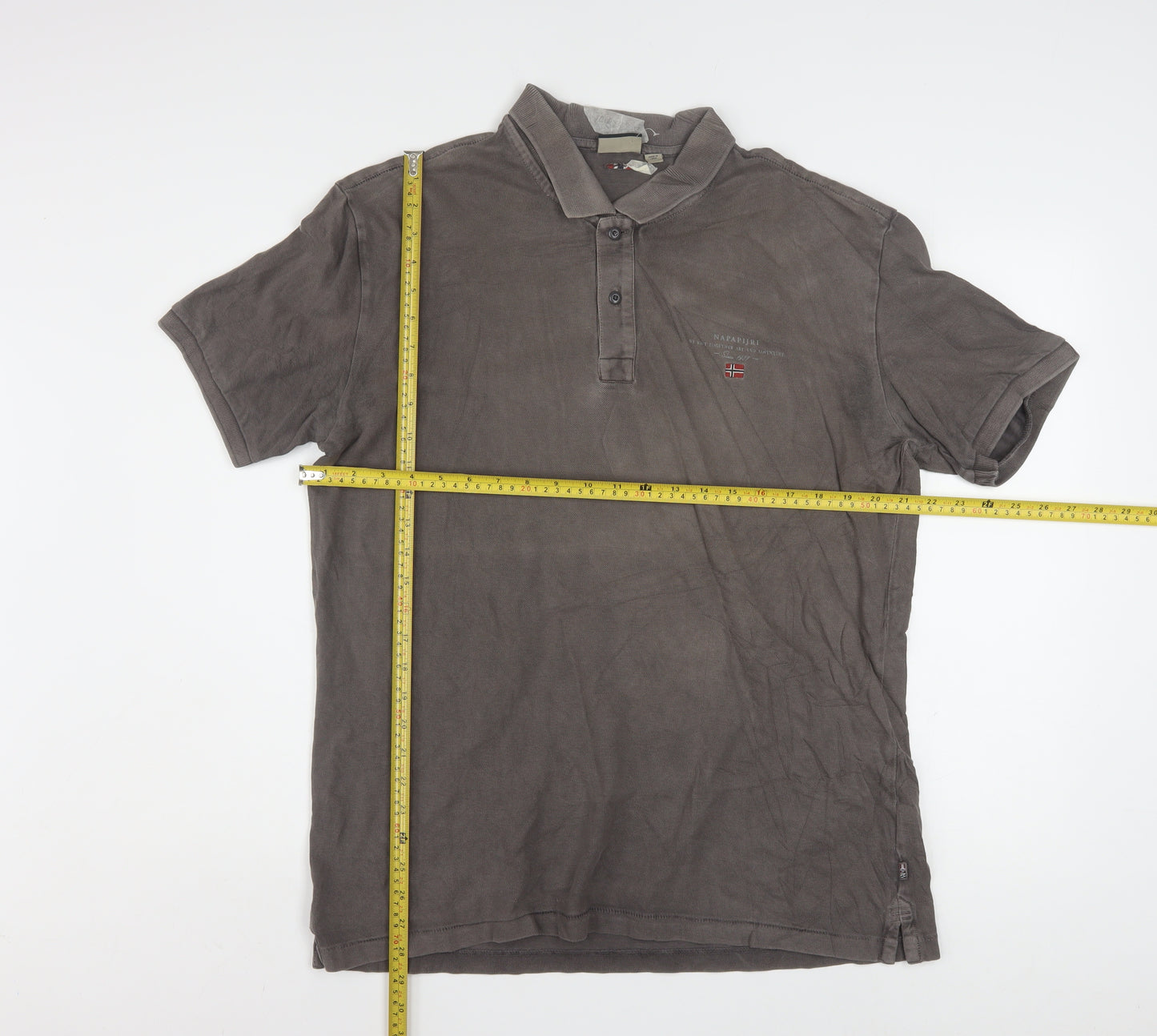 Napapijri Men's Brown Cotton Polo Shirt XL Short Sleeve Casual Top