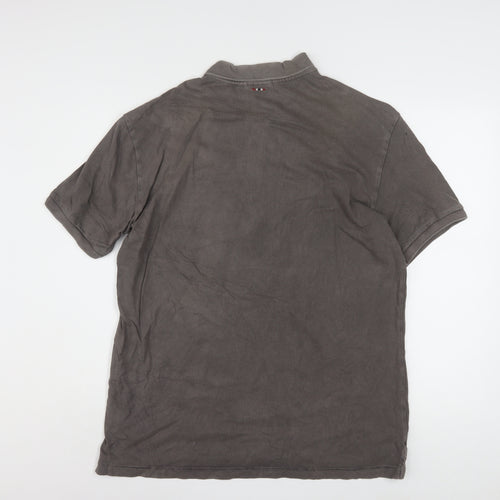 Napapijri Men's Brown Cotton Polo Shirt XL Short Sleeve Casual Top