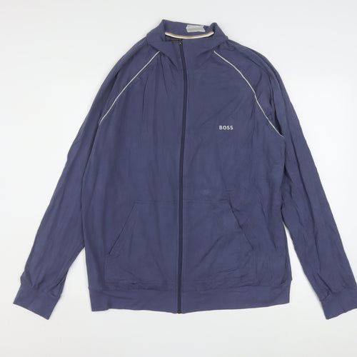 BOSS Men’s Blue XL Track Jacket Cotton Blend Full Zip
