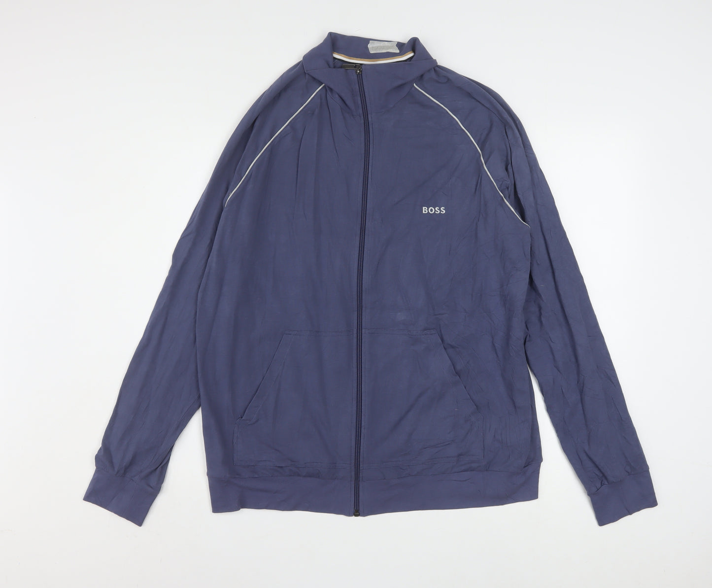 BOSS Men’s Blue XL Track Jacket Cotton Blend Full Zip