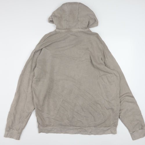 Reebok Women Beige Hooded Pullover Sweatshirt Size M Organic Cotton