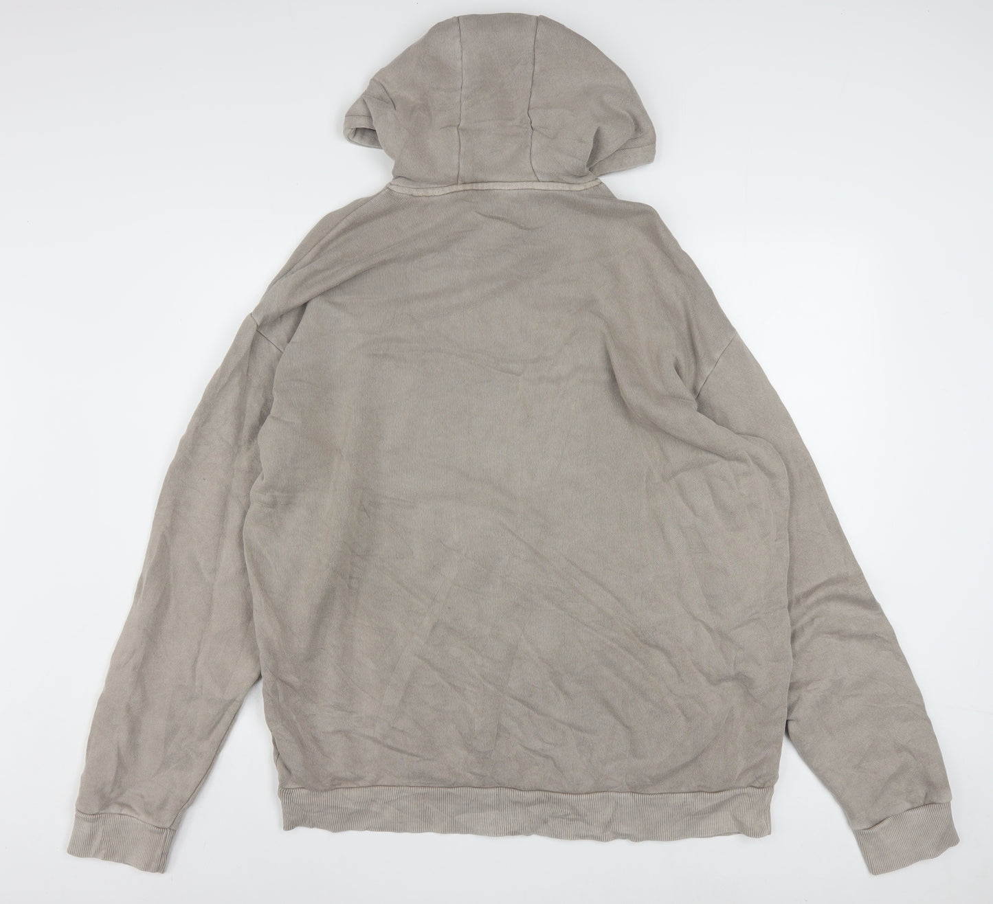 Reebok Women Beige Hooded Pullover Sweatshirt Size M Organic Cotton